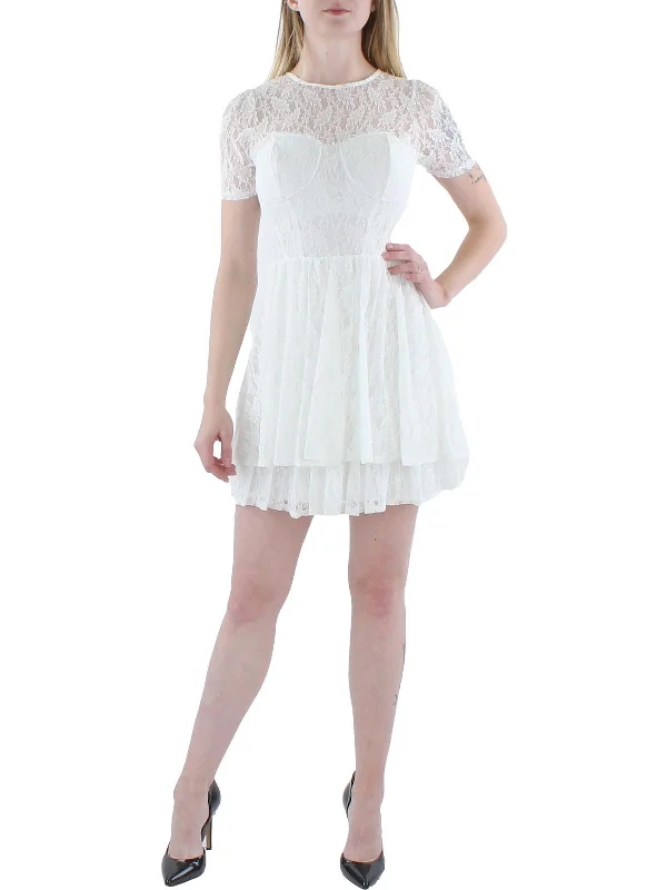 Mega Deal casual knit dressWomens Lace Short Mini Dress