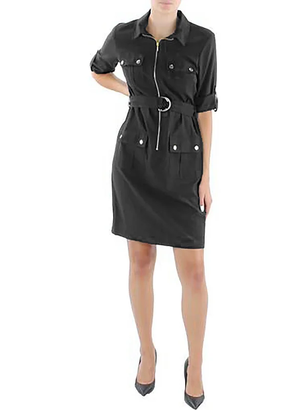 Womens Stretch Midi Shift Dress