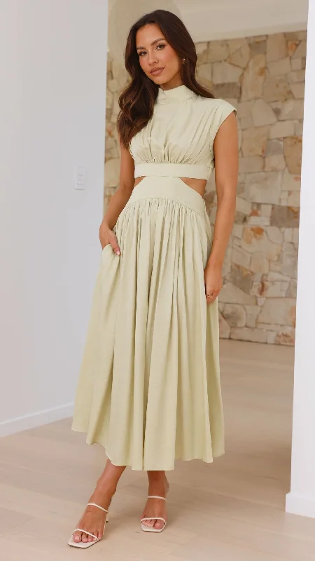 Act Fast Cindie Midi Dress - Sage