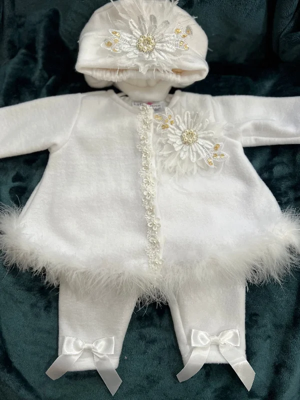 Special Discount winter dressMarabou White Pant Set