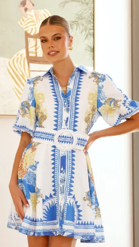 Clearance Items Sahar Mini Dress - Blue Doll