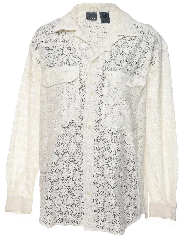 Daily Deals trendy casual outerwearPale Yellow Lace Shirt - M