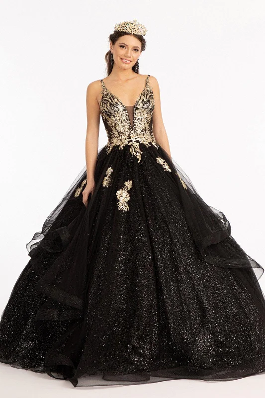 Instant Discount high-waisted dressQuinceanera Long Spaghetti Strap Glitter Ball Gown