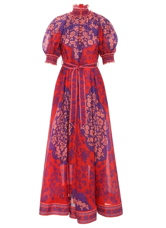 Raie Swing Maxi Dress In Purple Red Floral