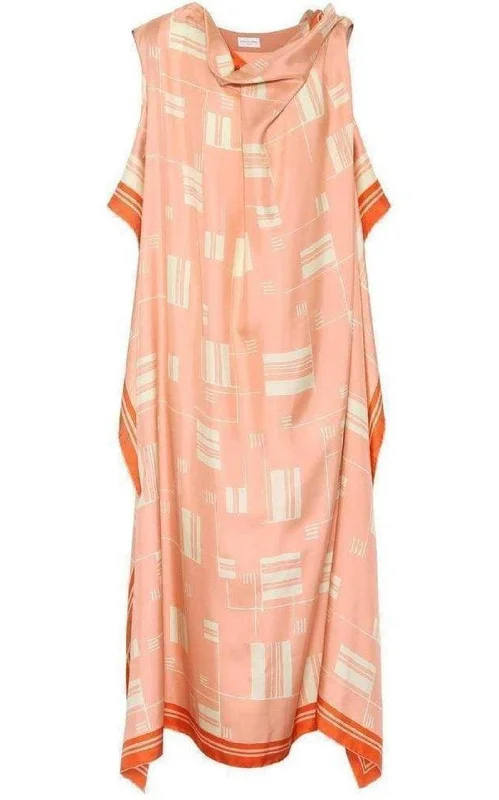 Exclusive Preview draped dressGeometric Silk Overlay Dress