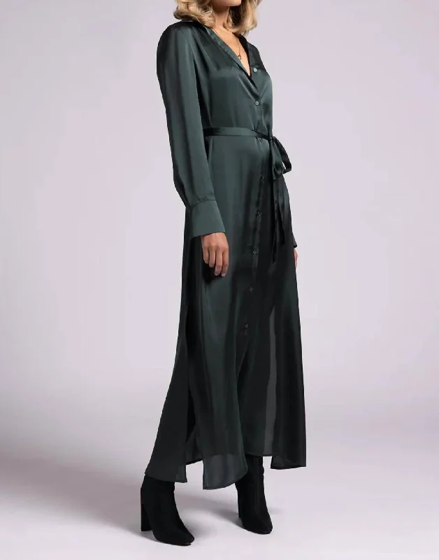 Yves Dress In Hunter Green