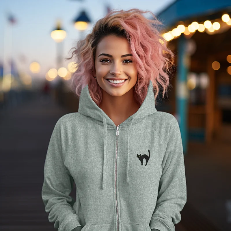 Special Discount stylish peacoatDalix Black Cat Washed Zip Hoodie