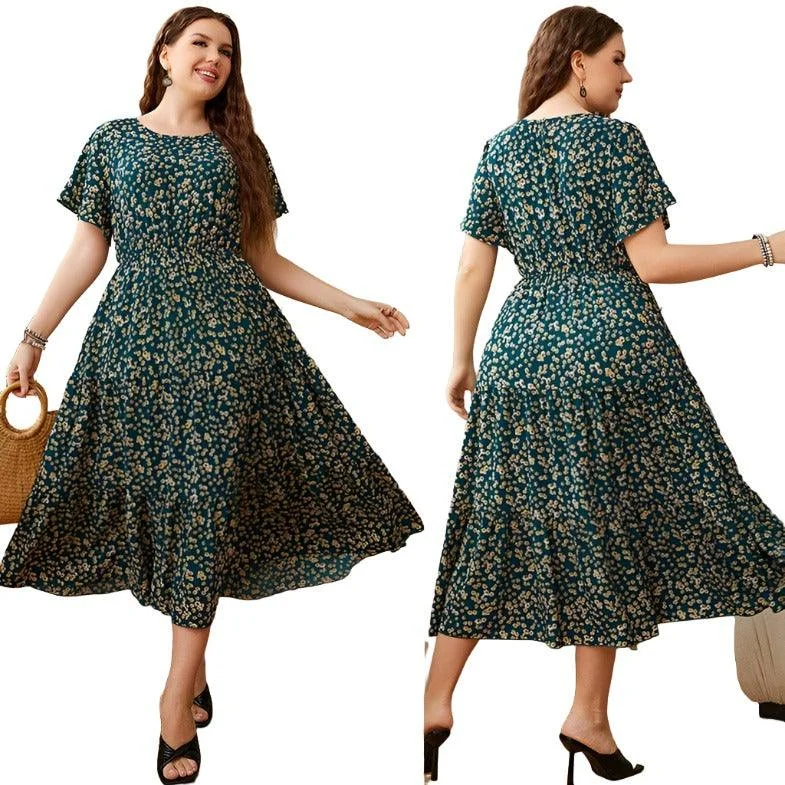 Summer Plus Size Women Floral Printed Dresses