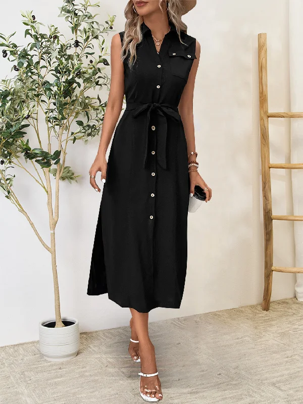 Deal Explosion wrap-around dressButton Up Sleeveless Midi Dress