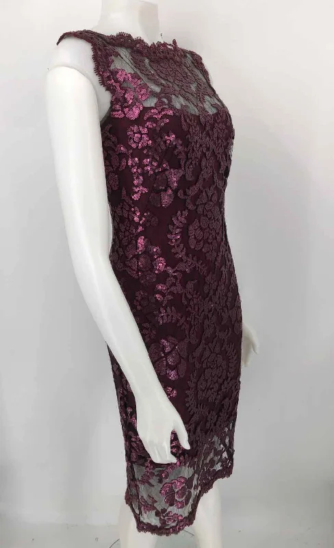 TADASHI SHOJI Burgundy Sequined Sleeveless Size 2  (XS) Dress