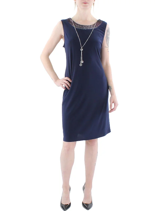 Exclusive Preview trendy bodycon dressPetites Womens Metallic Sleeveless Shift Dress