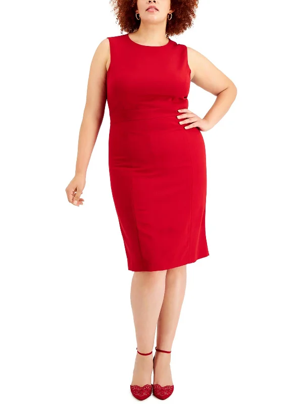 Plus Womens Sleevelesss Knee-Length Sheath Dress