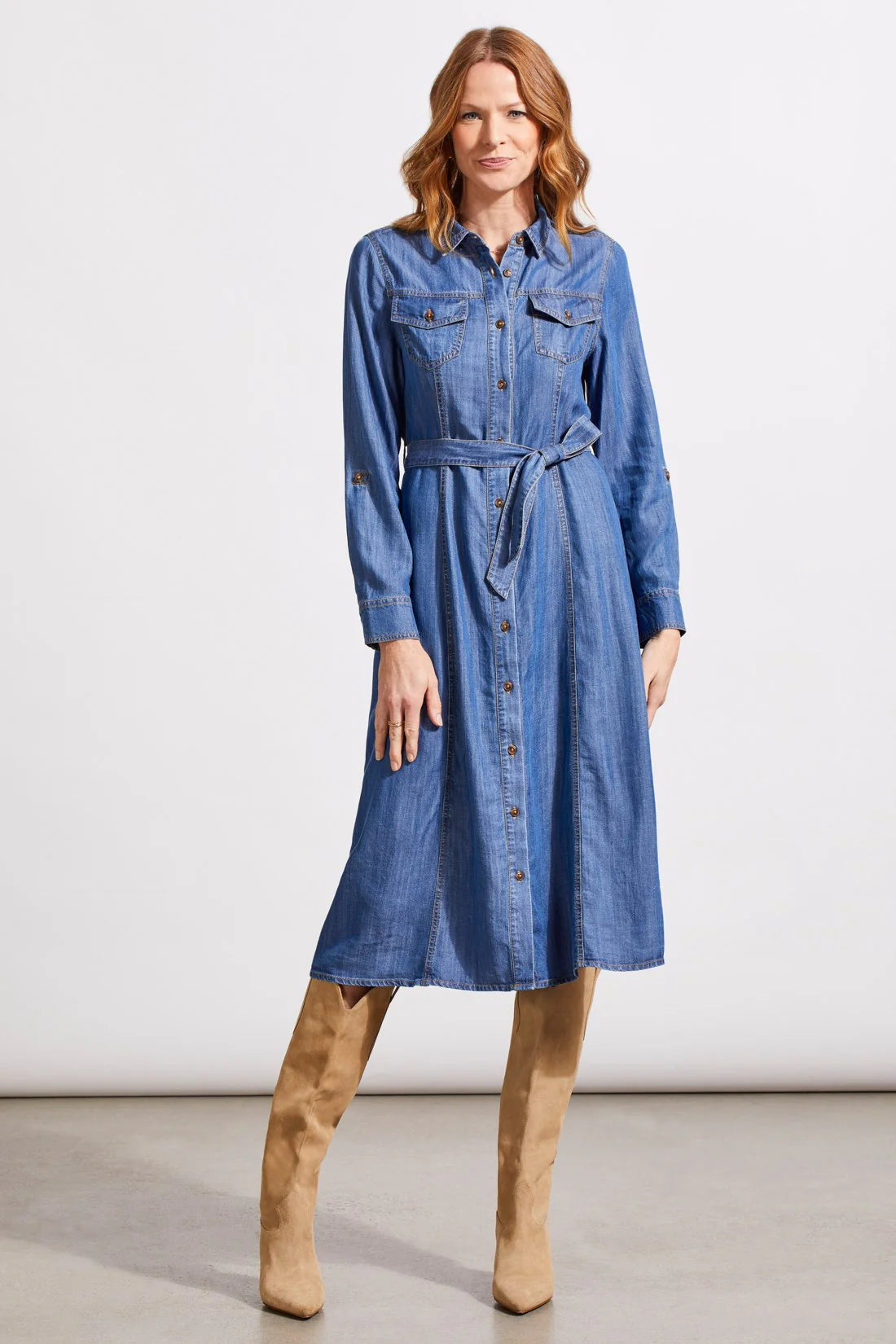 Stock Up and Save high-waisted dressBUTTON FRONT MIDI DRESS