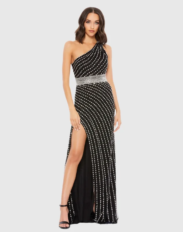 Beaded One Shoulder Gown - FINAL SALE