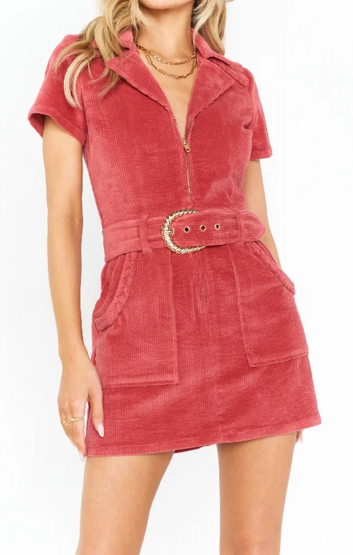 Don't Wait modern dressOutlaw Dress In Rose Corduroy