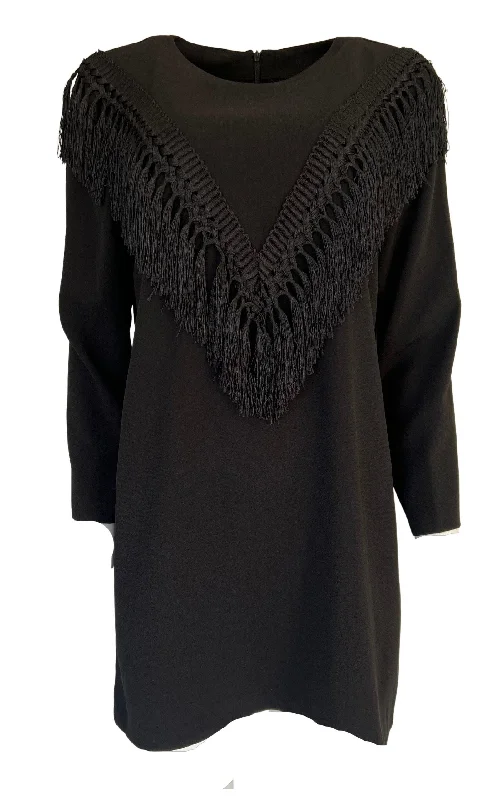 Special Price wrap dressBlack Bodycon Fringe Detail Dress