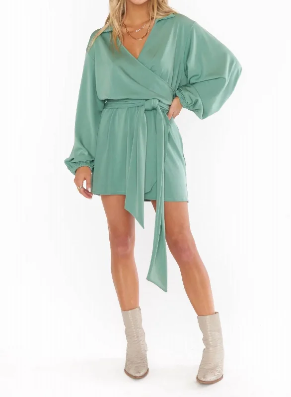 Chloe Collared Dress In Sage Slinky Stretch