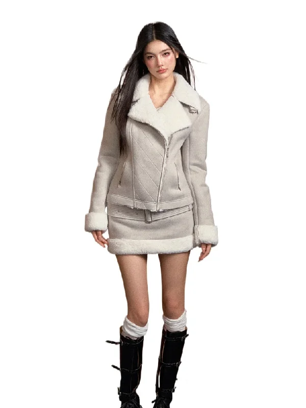 Price Rollback utility coatFaux Fur Slim-Fit Jacket & Skirt Set