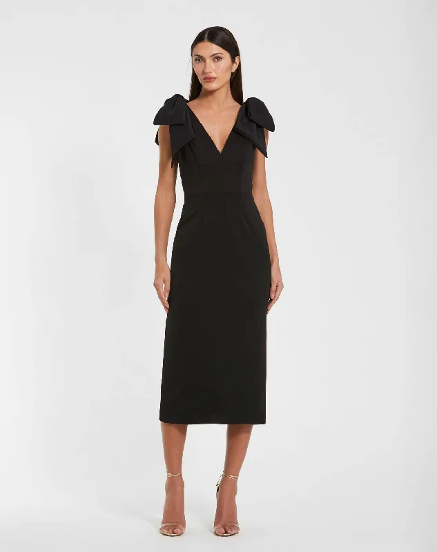 Discount Deals pleated maxi dressMac Duggal 49954 Fitted Tea Length Formal Dress