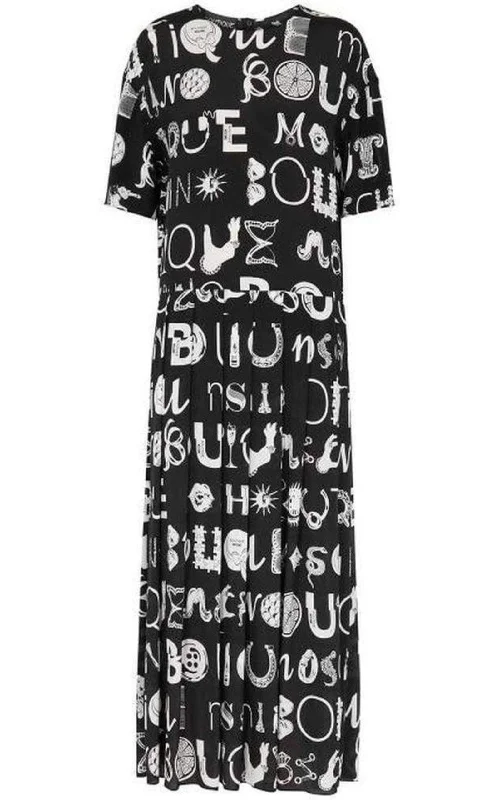 Limited Edition backless dressBlack Typography-Print Maxi Dress