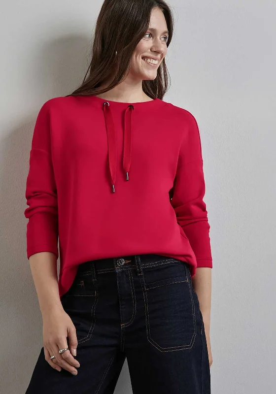 Street One Drawstring Neck Sweatshirt, Red