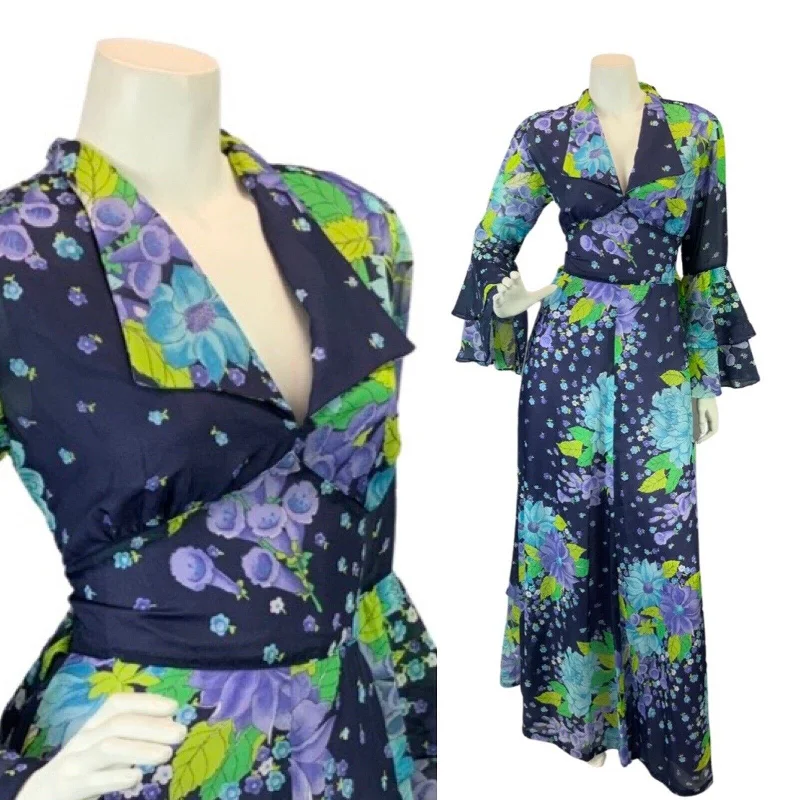 Discount Deals VINTAGE 60s 70s BLUE PURPLE GREEN FLORAL PSYCHEDELIC FLOUNCE MOD MAXI DRESS 10 Discount Deals VINTAGE 60s 70s BLUE PURPLE GREEN FLORAL PSYCHEDELIC FLOUNCE MOD MAXI DRESS 10