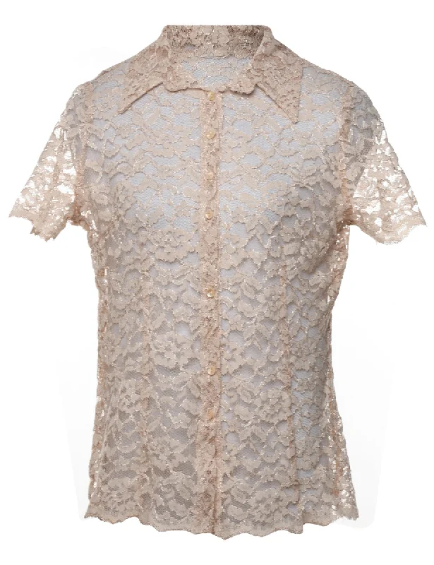 Big Discounts stylish raincoatFloral Lace Shirt - M