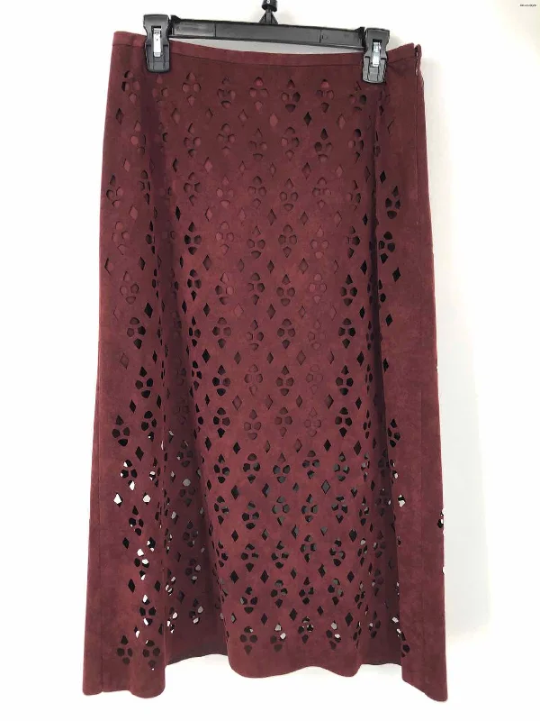 TIBI Burgundy Used Normal Wear Perforated Size 6  (S) Skirt