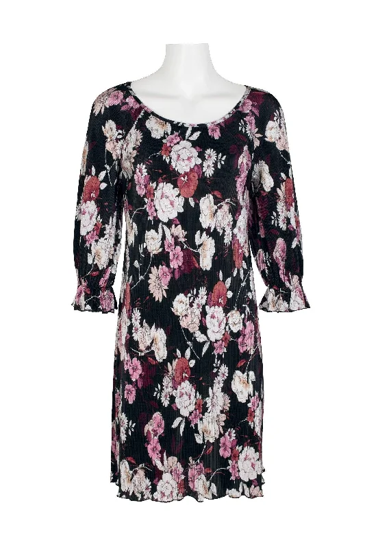 Take Advantage fitted dressConnected Apparel Short 3/4 Sleeve Floral Dress