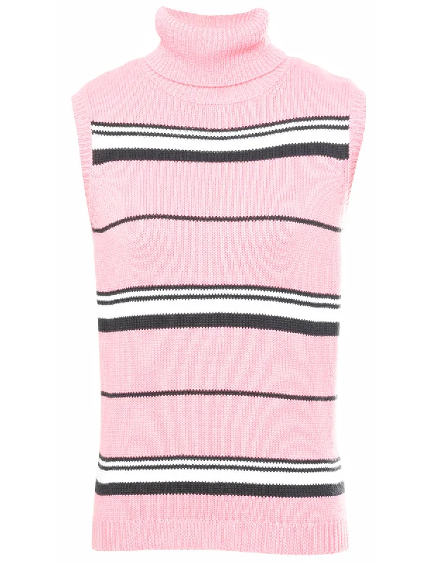 Exclusive Deal modern coatRoll Neck Striped Sweater Vest - M