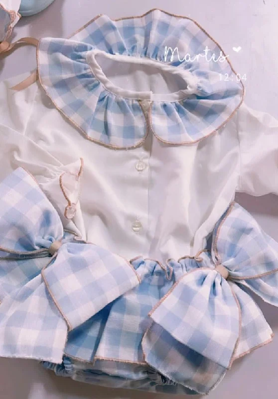 Bargain Blast comfy dressBlue Check Bloomer Set