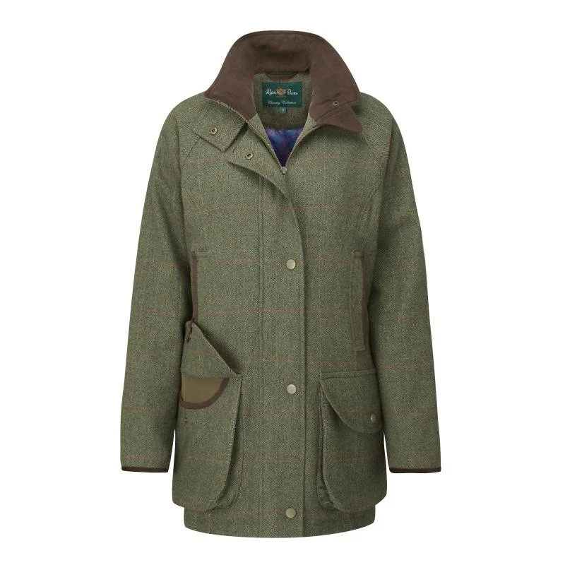 Bargain Blast chic outerwearAlan Paine Combrook Ladies Tweed Waterproof Shooting Coat - Heath