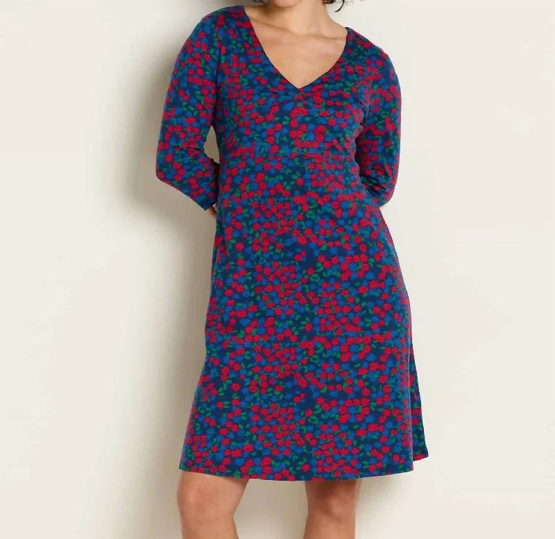 Rosalinda Dress In True Navy Florist Print