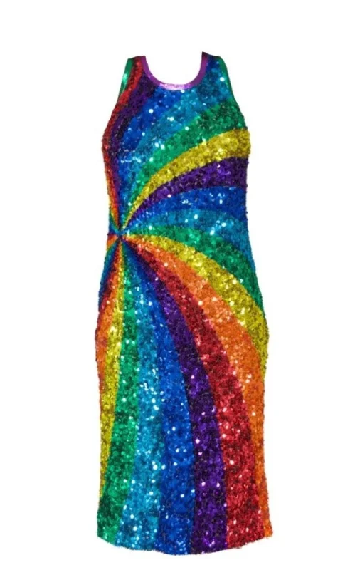 New Deals casual day dressRainbow colours sequins cocktail dress
