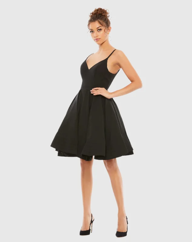 Black Low Back A-Line Party Dress