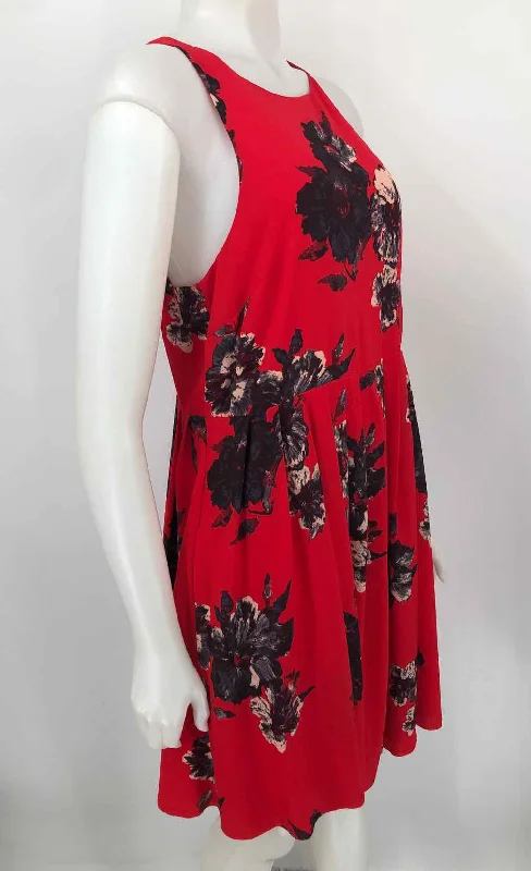 FREE PEOPLE Red Black Floral Sleeveless Size 12  (L) Dress