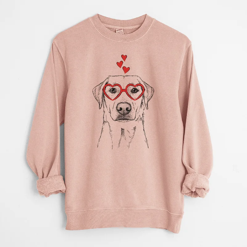 Valentine Zoe the Yellow Lab - Unisex Pigment Dyed Crew Sweatshirt