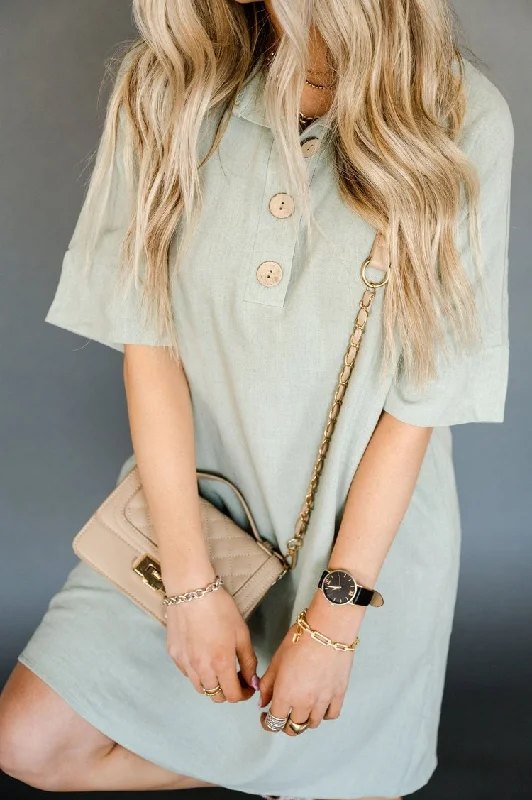 Savings Event Evelyn Shirt Dress - Sage
