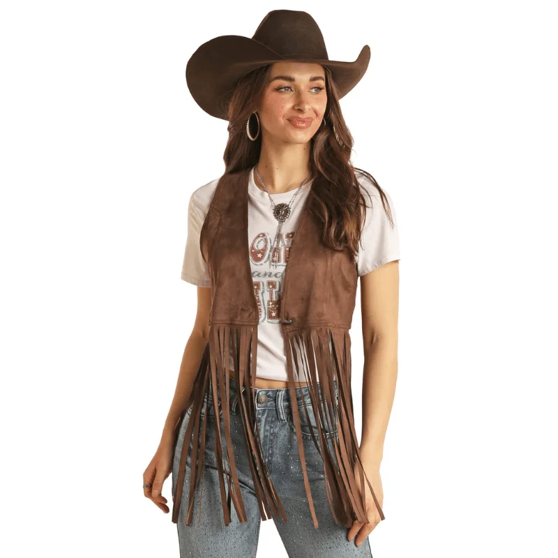 New Arrival trendy bomber coatRock & Roll Cowgirl Women's Dark Brown Fringe Vest BW98T02715 New Arrival trendy bomber coatRock & Roll Cowgirl Women's Dark Brown Fringe Vest BW98T02715