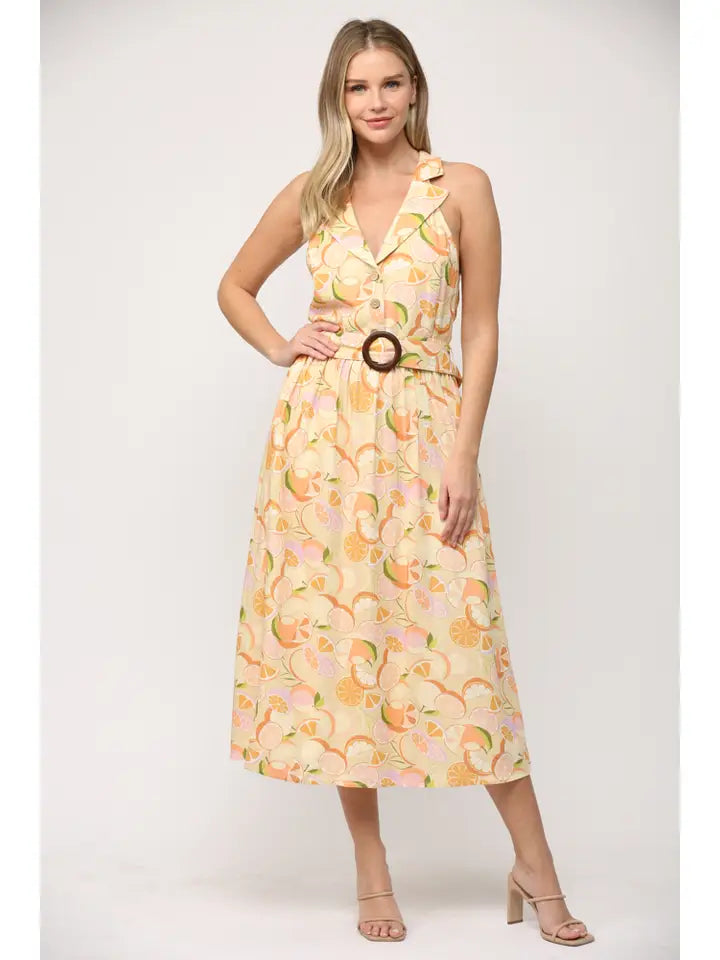 Steals and Deals chic wrap dressLINEN BLEND BELTED MIDI DRESS
