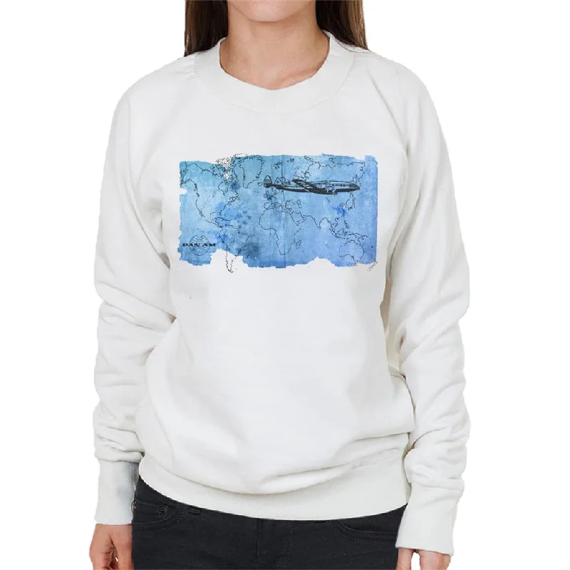 Deal Zone athletic streetwear sweatshirtPan Am World Map Women's Sweatshirt