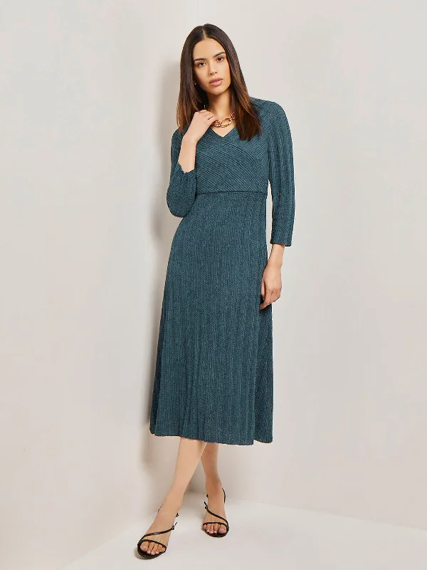 Textural Stripe Knit Midi Dress