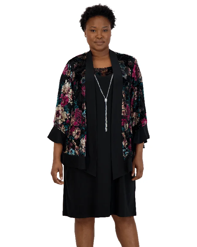 Sneak Peek Sale formal dressR&M Richards 7584W Short Plus Size Jacket Dress