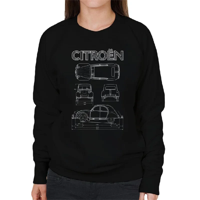Limited Quantity fitted workout sweatshirtCitroën 2CV White Diagram Views Women's Sweatshirt Limited Quantity fitted workout sweatshirtCitroën 2CV White Diagram Views Women's Sweatshirt