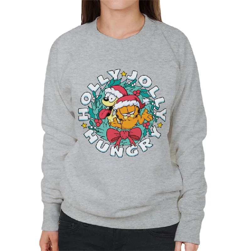 Garfield Christmas Holly Jolly Hungry Women's Sweatshirt