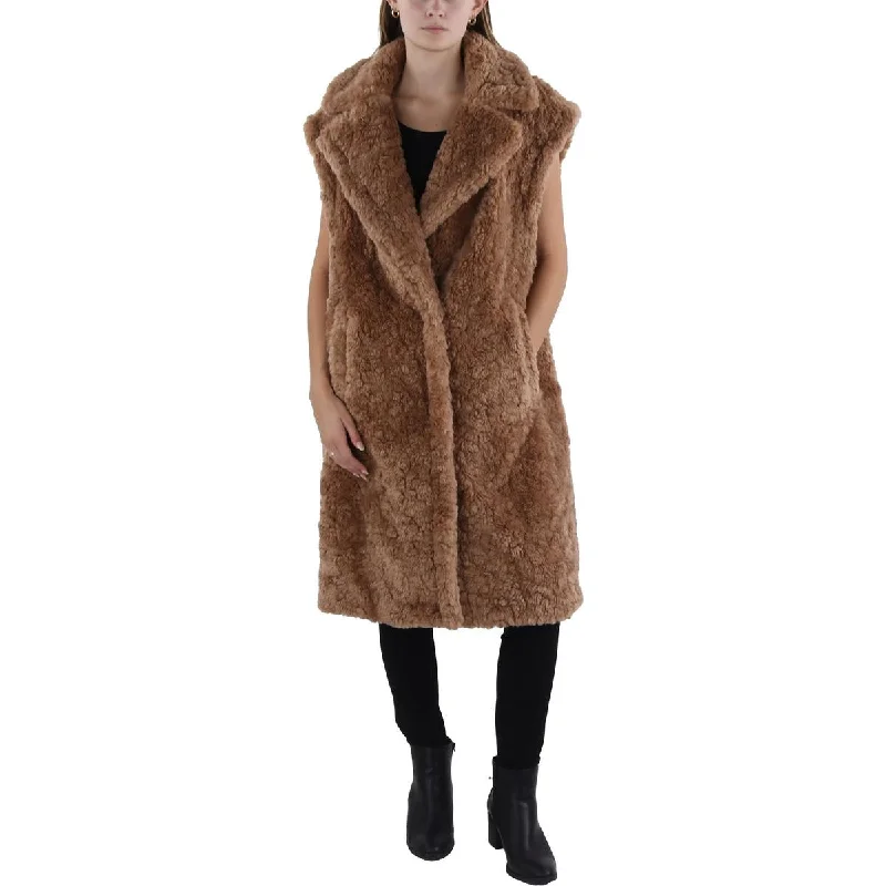 Bonus Savings vintage coatWomens Notch Collar Midi Faux Fur Coat