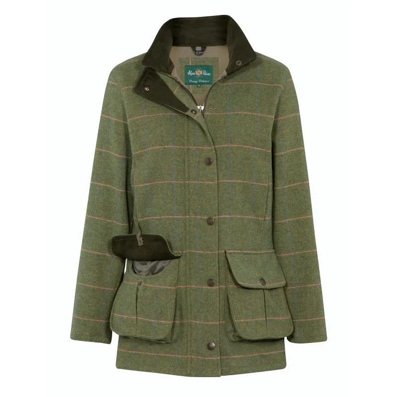 Closeout Sale raincoatAlan Paine Rutland Ladies Tweed Waterproof Coat - Artichoke