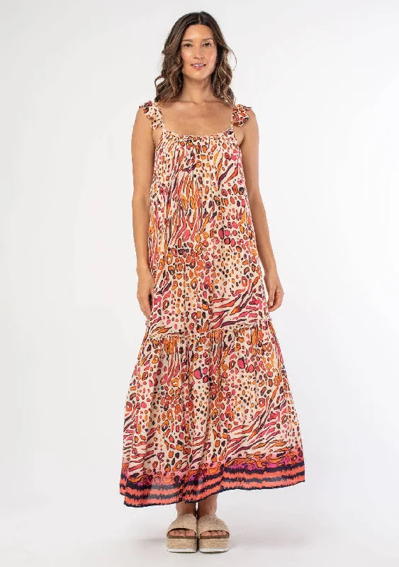 Warehouse Sale elegant dressLEOPARD RUFFLE MAXI DRESS