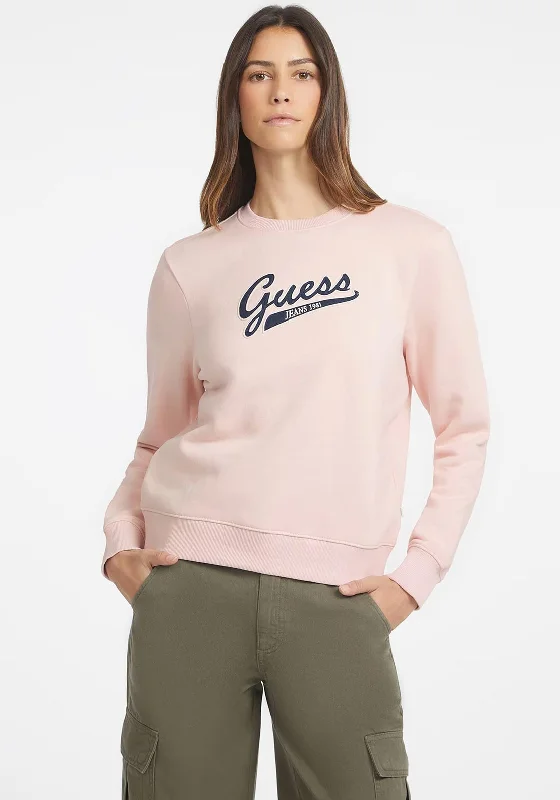 Closeout fashion hooded jacketGuess Womens Script Logo Sweatshirt, Pale Pink