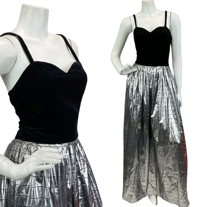 Major Savings VINTAGE 70s 80s BLACK SILVER METALLIC DISCO EVENING PARTY MAXI DRESS 8 10 Major Savings VINTAGE 70s 80s BLACK SILVER METALLIC DISCO EVENING PARTY MAXI DRESS 8 10